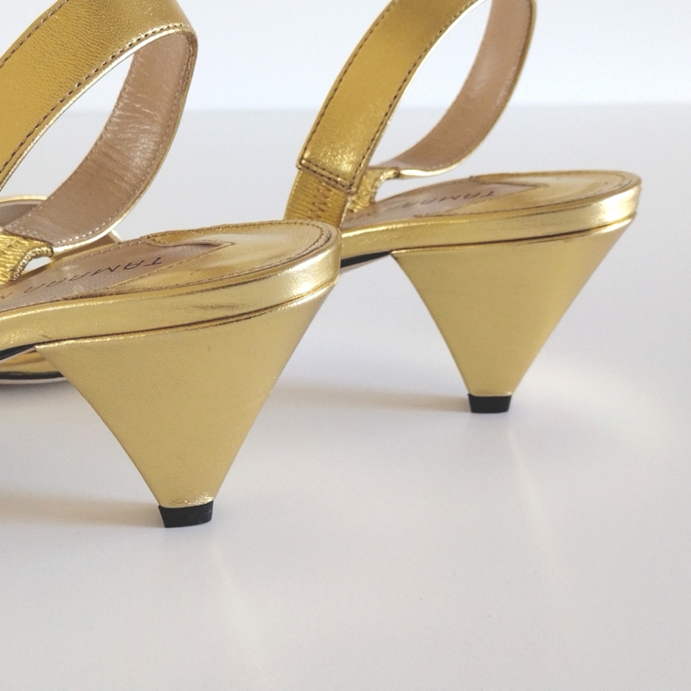 *Tamara Mellon gold leather slingback heels